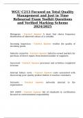 WGU C213 Focused on Total Quality Management and Just in Time Rehearsal Exam Toolkit Questions and Verified Marking Scheme 2024/2025