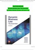 Dynamic Business Law: The Essentials, 5th Edition SOLUTION MANUAL by Kubasek, Browne, Herron, Verified Chapters 1 - 25, Complete Newest Version