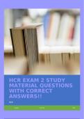 HCR EXAM 2 STUDY MATERIAL QUESTIONS WITH CORRECT ANSWERS!!