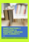 HHPD MIDTERM 2 QUESTIONS & ANSWERS VERIFIED 100% CORRECT!!