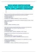 2024 APHR CERTIFICATION PRACTICE TEST EXAM QUESTIONS WITH 100% CORRECT ANSWERS 	