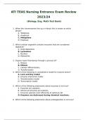 ATI TEAS Nursing Entrance Exam Review Test Bank (Comprehensive Document for Exam Preparation)