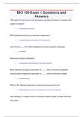 BIO 169 Exam 1 Questions and  Answers