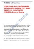 TNCC 9th edi. Test Prep TNCC 9th edi. Test Prep REAL EXAM ACTUAL VERIFIED EXAM TEST BANK QUESTIONS AND ANSWERS ANSWERS, Exams of Nursin