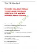 TNCC 9TH REAL EXAM TNCC 9TH REAL EXAM ACTUAL VERIFIED EXAM TEST BANK QUESTIONS AND ANSWERS ANSWERS, Exams of Nursing 1. Preparation and Triage 2. Primary Survery (ABCDE) with resuscitation adjuncts (F,G) 3. Reevaluation (consideration of transfer) 4. Seco