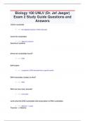 Biology 100 UNLV (Dr. Jef Jaeger)  Exam 2 Study Guide Questions and  Answers