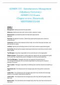 ADMIN 232 - Introduction to Management (Athabasca University) ADMIN 232 Exams Chapter review, Homework MIDTERM EXAM