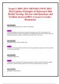 Exam 2: PRN 1831/ PRN1831 (NEW 2023/ 2024 Update) Principles of Maternal Child Health Nursing | Review with Questions and Verified Answers|100% Correct| A Grade - Rasmussen