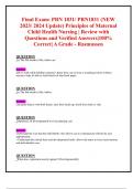 Final Exam: PRN 1831/ PRN1831 (NEW 2023/ 2024 Update) Principles of Maternal Child Health Nursing | Review with Questions and Verified Answers|100% Correct| A Grade - Rasmussen