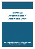 MIP1502 ASSIGNMENT 4 2024