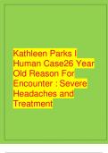 Kathleen Parks I Human Case26 Year Old Reason For Encounter : Severe Headaches and Treatment