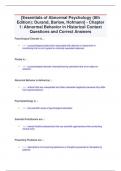 [Essentials of Abnormal Psychology (8th  Edition): Durand, Barlow, Hofmann] - Chapter  1: Abnormal Behavior in Historical Context Questions and Correct Answers