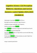 Cognitive Science 126 Perception Midterm | Questions and Correct Answers | Latest Update 2024/2025 | Graded A+