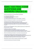 BSNC 1020 FINAL EXAM QUESTIONS AND ANSWERS GRADED A+