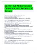 BSNC 1020 Midterm Exam Questions and Answers All Correct