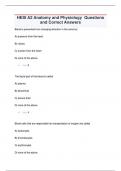 HESI A2 Anatomy and Physiology Questions  and Correct Answers