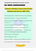 Tennessee Timeshare License Exam Practice Questions and Answers (100% Pass)