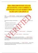 NHA PHLEBOTOMY EXAM QUESTIONS AND CORRECT ANSWERS EXAM SERIES 2023 ALREADY GRADED A+