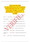 TEST BANK FOR  FUNDAMENTALS OF NURSING  10TH EDITION BY BY CAROL  TAYLOR, PAMELA LYNN &  JENNIFER L BARTLETT, A+  GUIDE