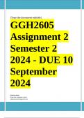 GGH2605 Assignment 2 COMPLETE ANSWERS) Semester 2 2024 - DUE 10 September 2024 ; 100% TRUSTED Complete, trusted solutions and explanations. Ensure your success with us..