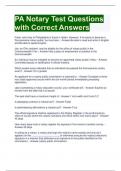 PA Notary Test Questions with Correct Answers 