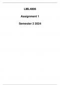 LML4806 Assignment 1 Semester 2 2024 (Detailed solution)