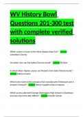 WV History Bowl Questions 201-300 test with complete verified solutions