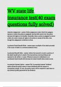 WV state life insurance test(40 exam questions fully solved)