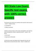 WV State Law Exam- Specific test exams with 100- correct answers.