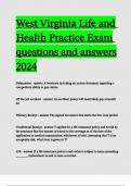 West Virginia Life and Health Practice Exam questions and answers 2024