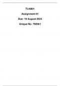 TLI4801 Assignment 1 Due 19 August 2024 (Detailed solution)