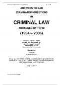 ANSWERS TO BAR  EXAMINATION QUESTIONS  IN  CRIMINAL LAW