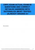 CRPC EXAM ACTUAL EXAM 85 QUESTIONS AND CORRECT DETAILED ANSWERS WITH RATIONALES (VERIFIED ANSWERS) |ALREADY GRADED A+