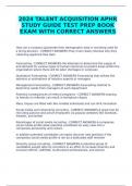 2024 TALENT ACQUISITION APHR STUDY GUIDE TEST PREP BOOK EXAM WITH CORRECT ANSWERS