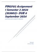 FIN3702 Assignment 1 Semester 2 2024 (355803)- DUE 6 September 2024