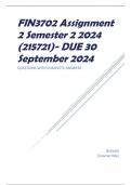 FIN3702 Assignment 2 Semester 2 2024 (215721)- DUE 30 September 2024