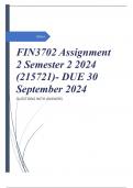 FIN3702 Assignment 2 Semester 2 2024 (215721)- DUE 30 September 2024