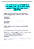 2024 APHR HUMAN RESOURCE INFORMATION SYSTEMS STUDY GUIDE EXAM WITH CORRECT ANSWERS