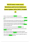 NCCCO tower crane exam | Questions and Correct Solutions | Latest Update 2024/2025 | Graded A+