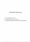 NURS 6512 Final Exam Comprehensive Study Guide (15 Versions, 800+ Q&A) - Latest 2023/2024 | Walden University NURS 6512N Exam Prep 