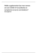 Welke supplementen kan men nemen om een COVID-19 virusinfectie en symptomen ervan te verminderen? Biologie verslag