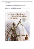 Test Bank -  Law and Business Administration in Canada, The, 15th Edition ( J E. Smyth, Dan Soberman,2019) Latest Edition || Perfect Solution