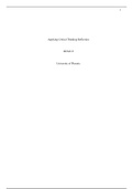 WK 5 APPLY CRITICAL THINKING REFLECTION.docx  Applying Critical Thinking Reflection  HUM115  University of Phoenix    Applying Critical Thinking Reflection  These most recent five weeks have trained me a ton about critical thinking and how to move toward 