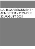 LJU4802 Assignment 1 Semester 2 2024 - DUE 22 August 2024 QUESTIONS WITH COMPLETE ANSWERS LATEST