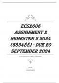 ECS2606 Assignment 2 Semester 2 2024 (583488) - DUE 20 September 2024 QUESTIONS WITH COMPLETE ANSWERS