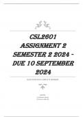 CSL2601 Assignment 2 Semester 2 2024 - DUE 10 September 2024 QUESTIONS WITH COMPLETE ANSWERS latest