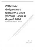 COM2604 Assignment 1 Semester 2 2024 (817738) - DUE 21 August 2024 QUESTIONS WITH COMPLETE ANSWERS