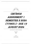 CMY2602 Assignment 1 Semester 2 2024 (779651) - DUE 19 August 2024 QUESTIONS WITH COMPLETE ANSWERS