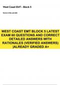 WEST COAST EMT BLOCK 5 LATEST EXAM 60 QUESTIONS AND CORRECT DETAILED ANSWERS WITH RATIONALES (VERIFIED ANSWERS) |ALREADY GRADED A+