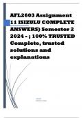 AFL2603 Assignment 11 ISIZULU COMPLETE ANSWERS) Semester 2 2024 - ; 100% TRUSTED Complete, trusted solutions and explanations